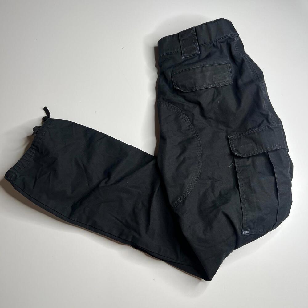 5.11 Tactical Cargo Pants Black Men’s Large Ripstop Nylon Drawstring Hem Work